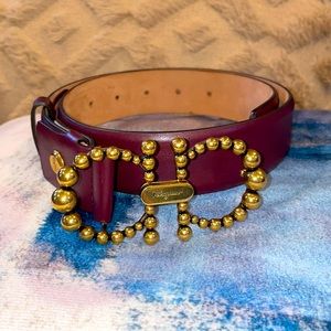Salvatore Ferragamo burgundy Gancini Belt